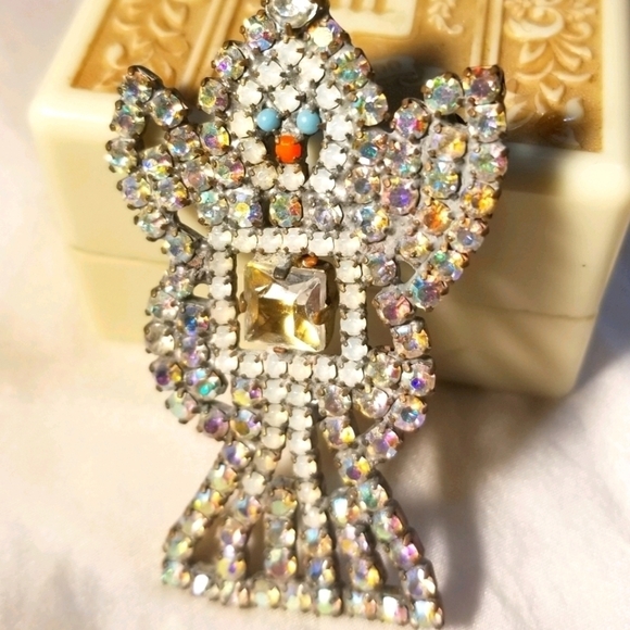 CZECH GLASS Angel Brooch Vintage And LARGE - Picture 4 of 7